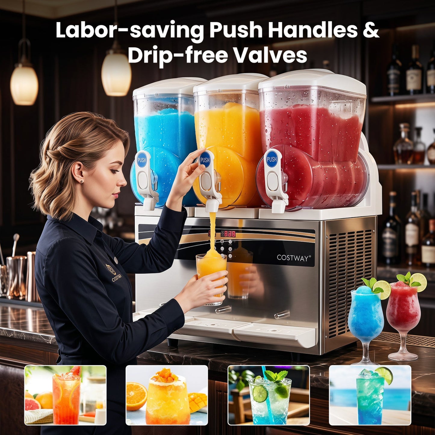Commercial Slushy Dispenser DirectDeals, 12 Gal triple-tank beverage dispenser, stainless steel on Tampa Home & Garden Store