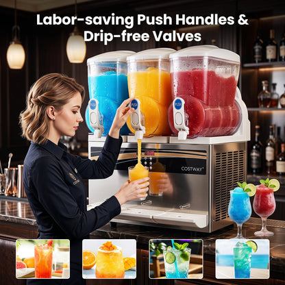 Commercial Slushy Dispenser DirectDeals, 12 Gal triple-tank beverage dispenser, stainless steel on Tampa Home & Garden Store