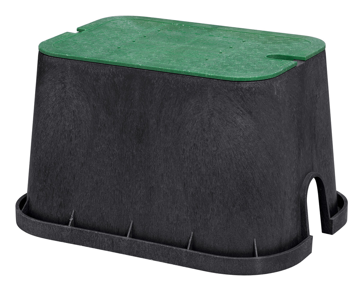 Orbit Irrigation rectangular sprinkler valve box 53212 with green lid for underground irrigation on Tampa Home & Garden Store