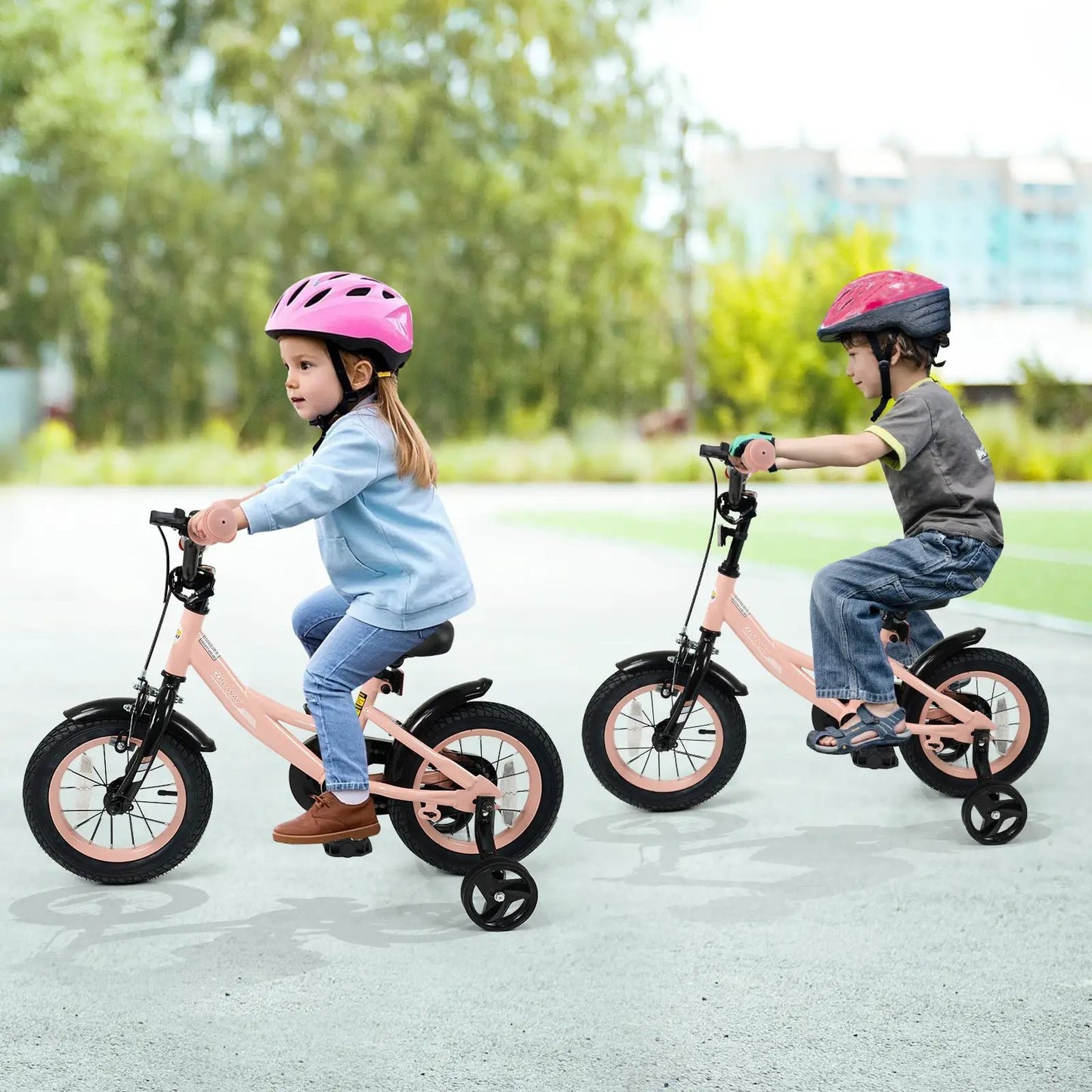 Kids Bike 12-18 Inch With Training Wheels Pink