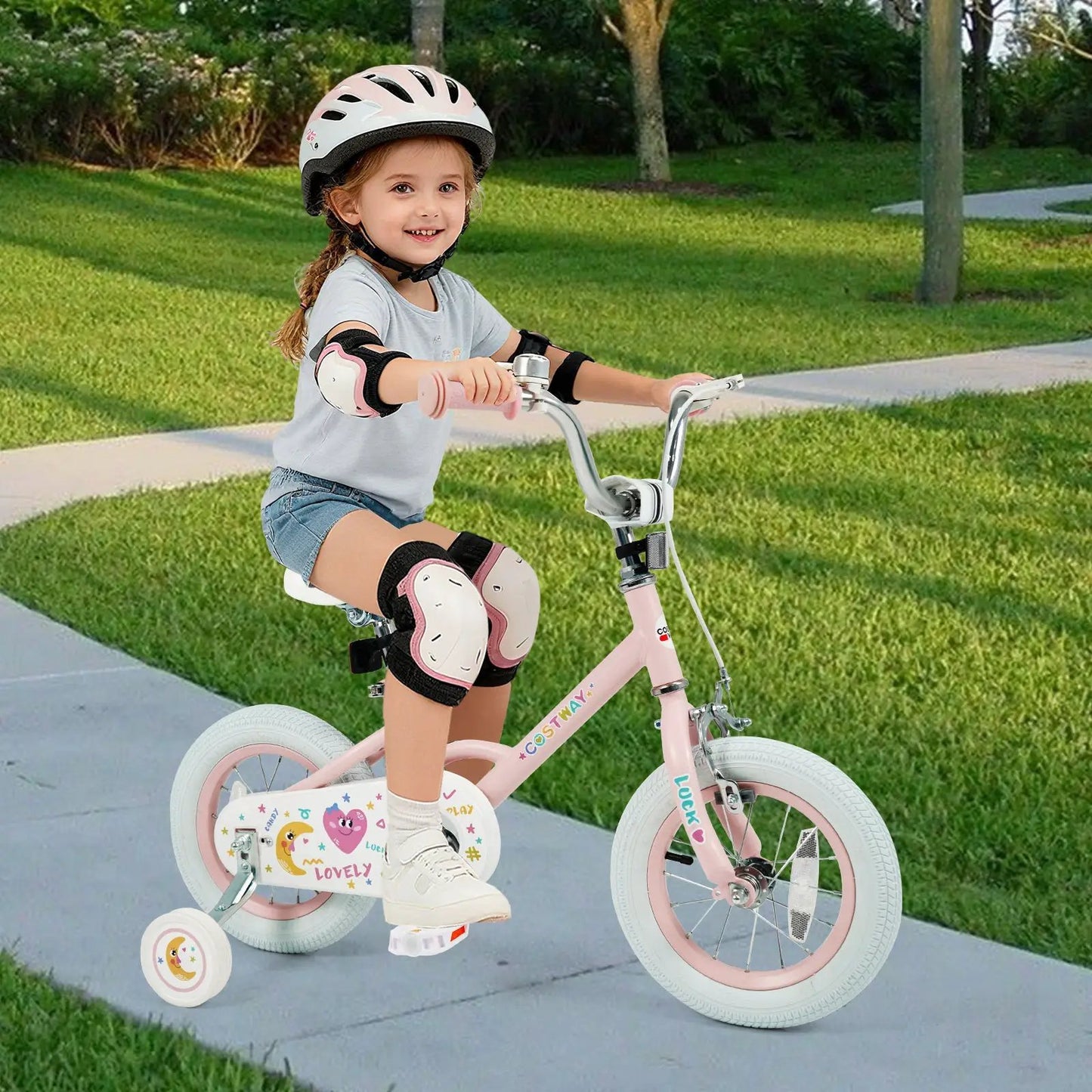 Kids Bike 12 To 18 Inch With Training Wheels Pink