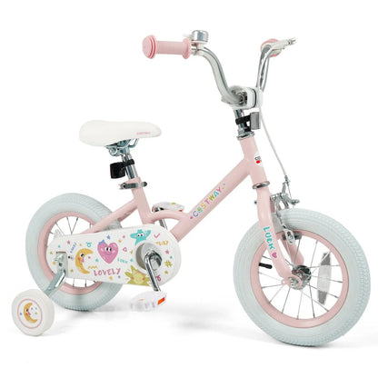 Kids Bike 12 To 18 Inch With Training Wheels Pink