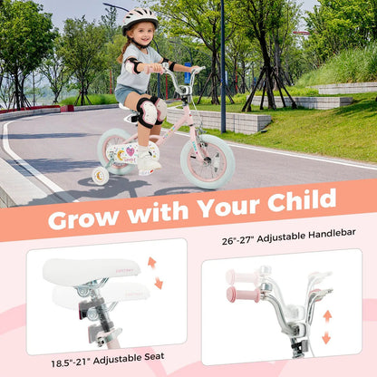 Kids Bike 12 To 18 Inch With Training Wheels Pink