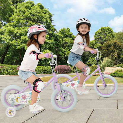 Kids Bike 12 18 Inch with Training Wheels Purple