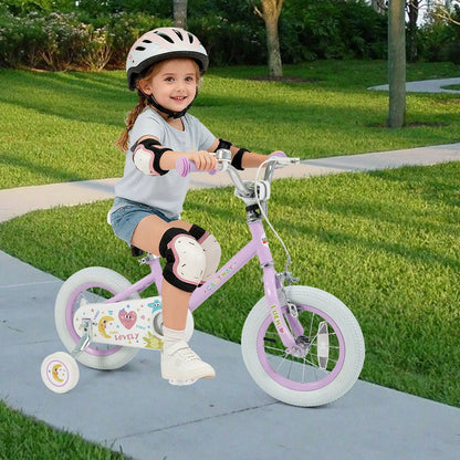 Kids Bike 12 18 Inch with Training Wheels Purple
