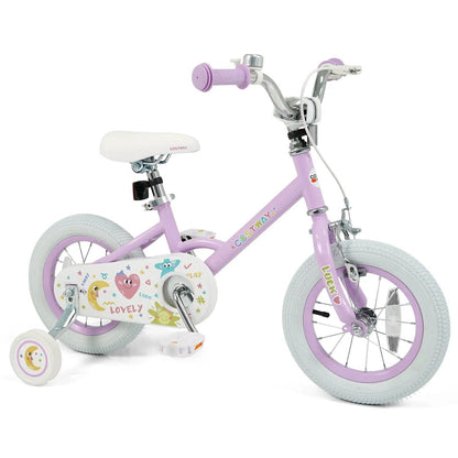 Kids Bike 12 18 Inch with Training Wheels Purple