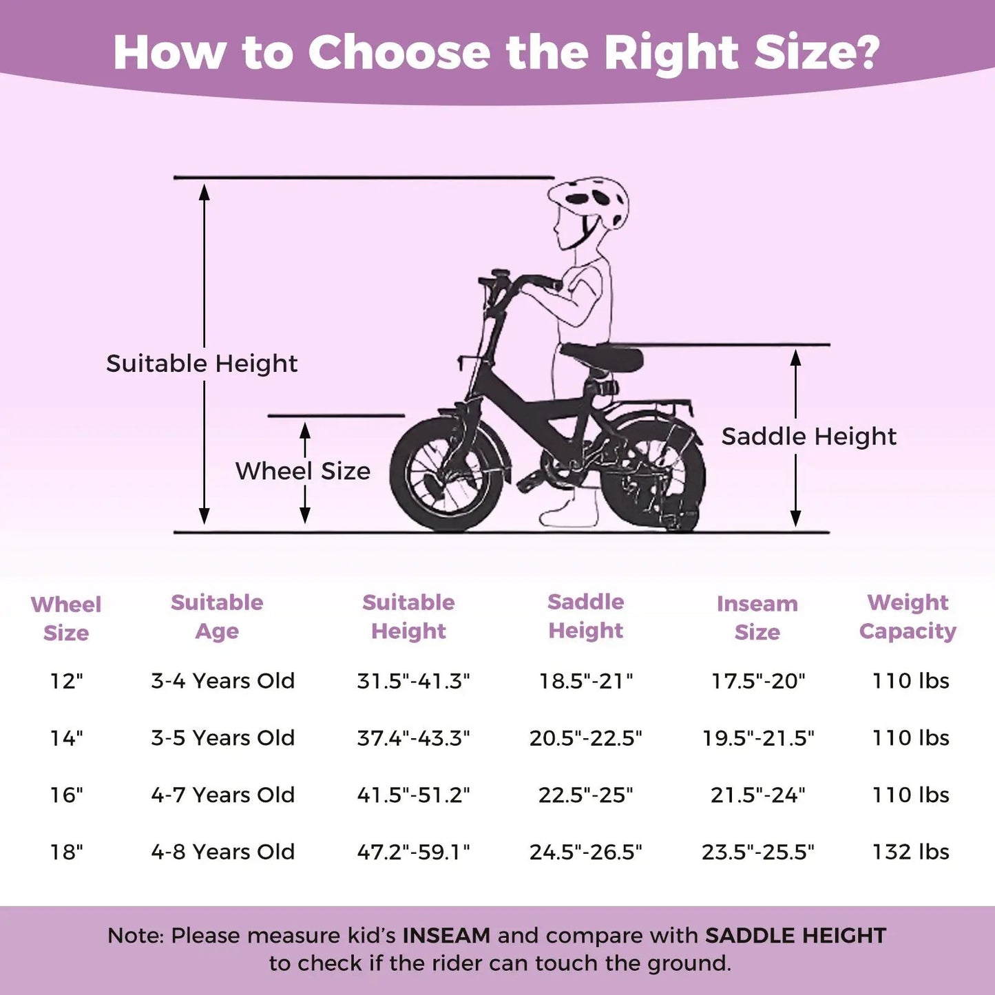 Kids Bike 12 18 Inch with Training Wheels Purple
