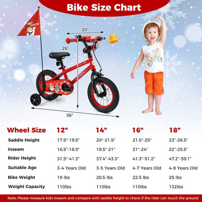 Kids Bike 12 to 18 Inch with Training Wheels