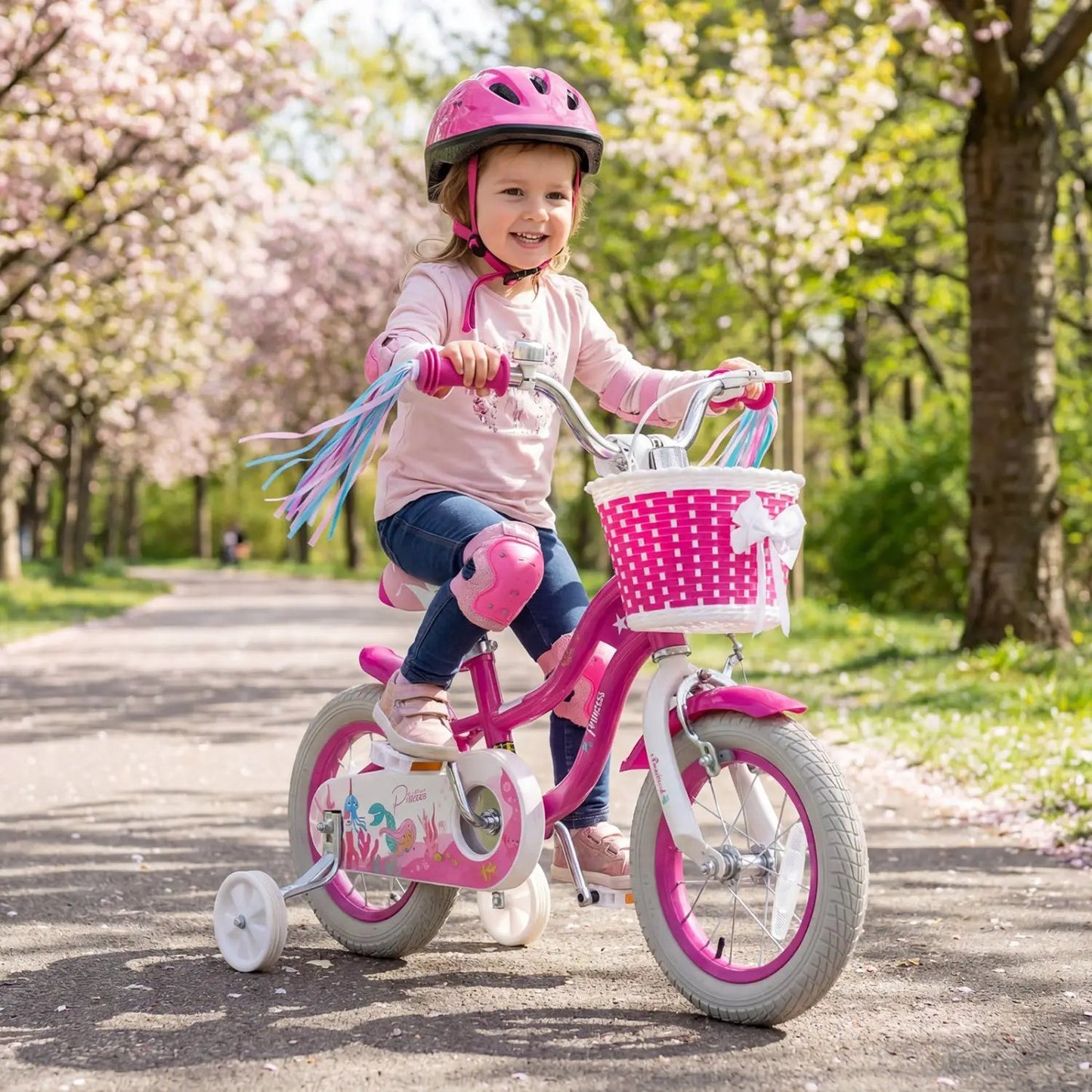 Kids Bike 18 Inch With Training Wheels Rose Red