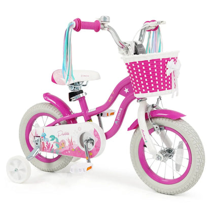 Kids Bike 18 Inch With Training Wheels Rose Red