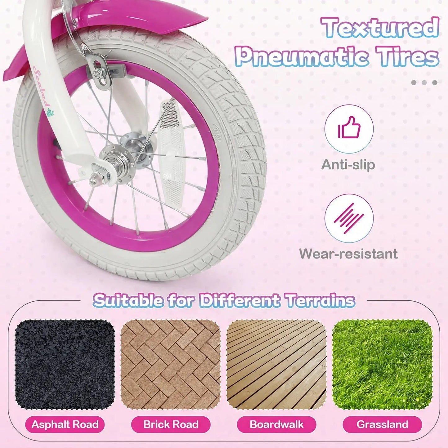 Kids Bike 18 Inch With Training Wheels Rose Red
