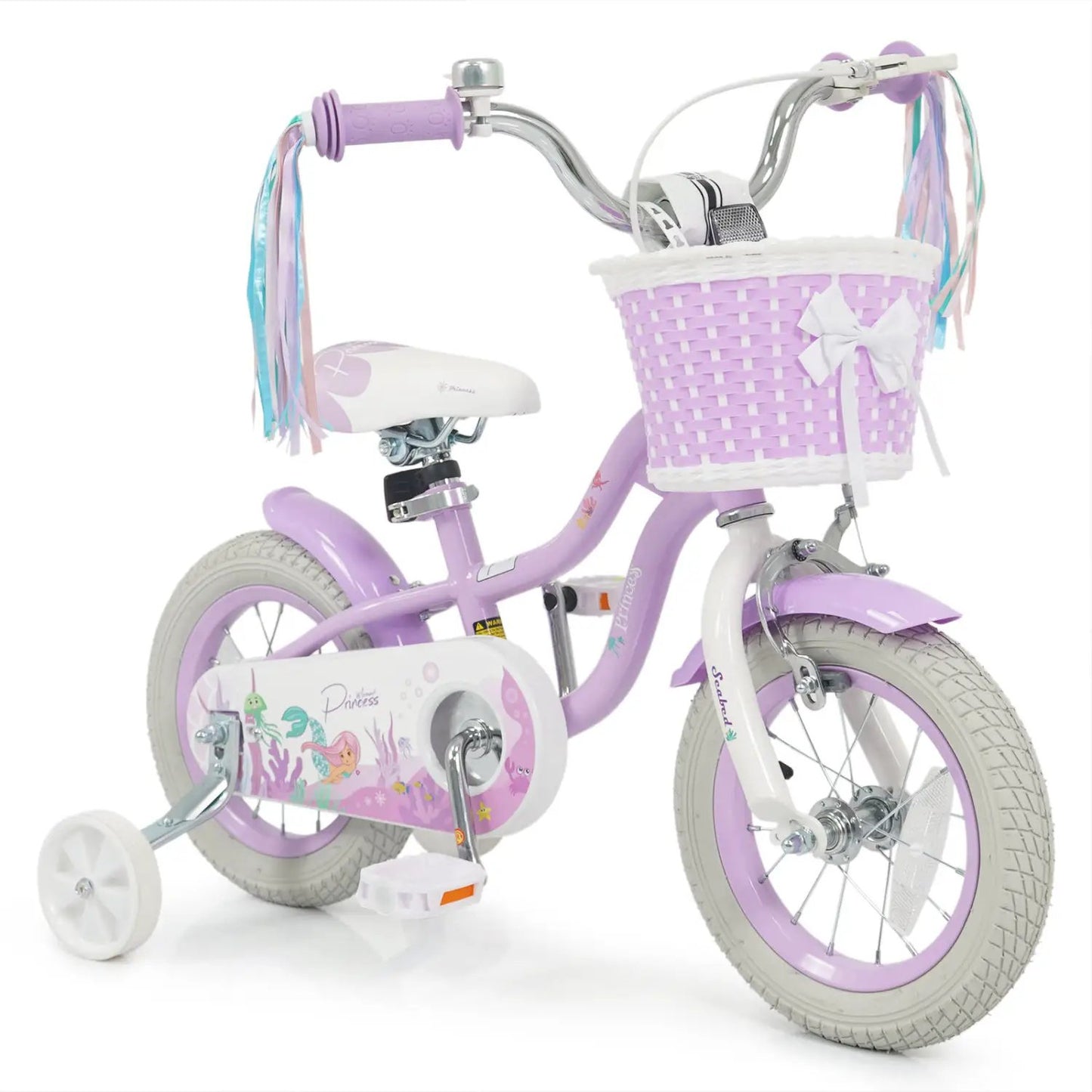 Kids Bike 12-20 Inch With Training Wheels Purple