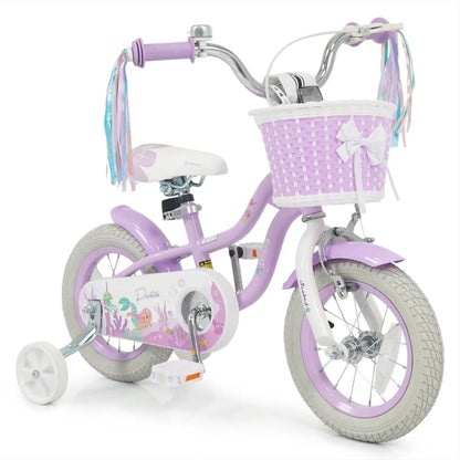 Kids Bike 12-20 Inch With Training Wheels Purple
