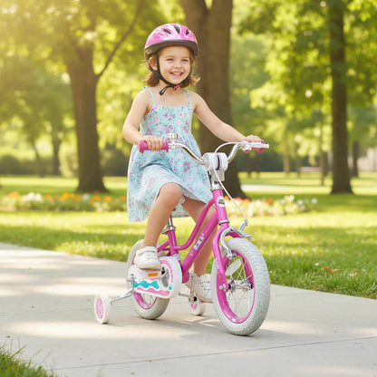 Kids Bike 12-18 Inch with Training Wheels Pink