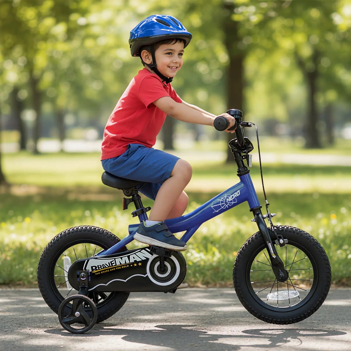 Kids 14-Inch Bike With Training Wheels Navy