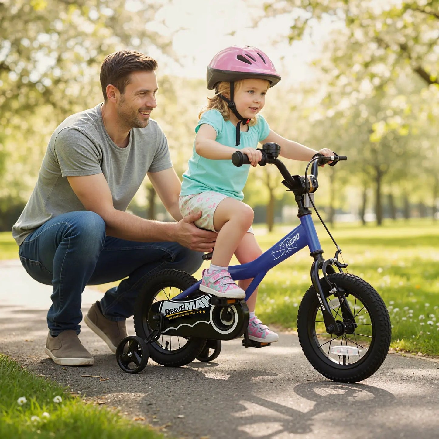 Kids 14-Inch Bike With Training Wheels Navy
