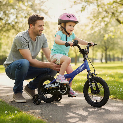Kids 14-Inch Bike With Training Wheels Navy