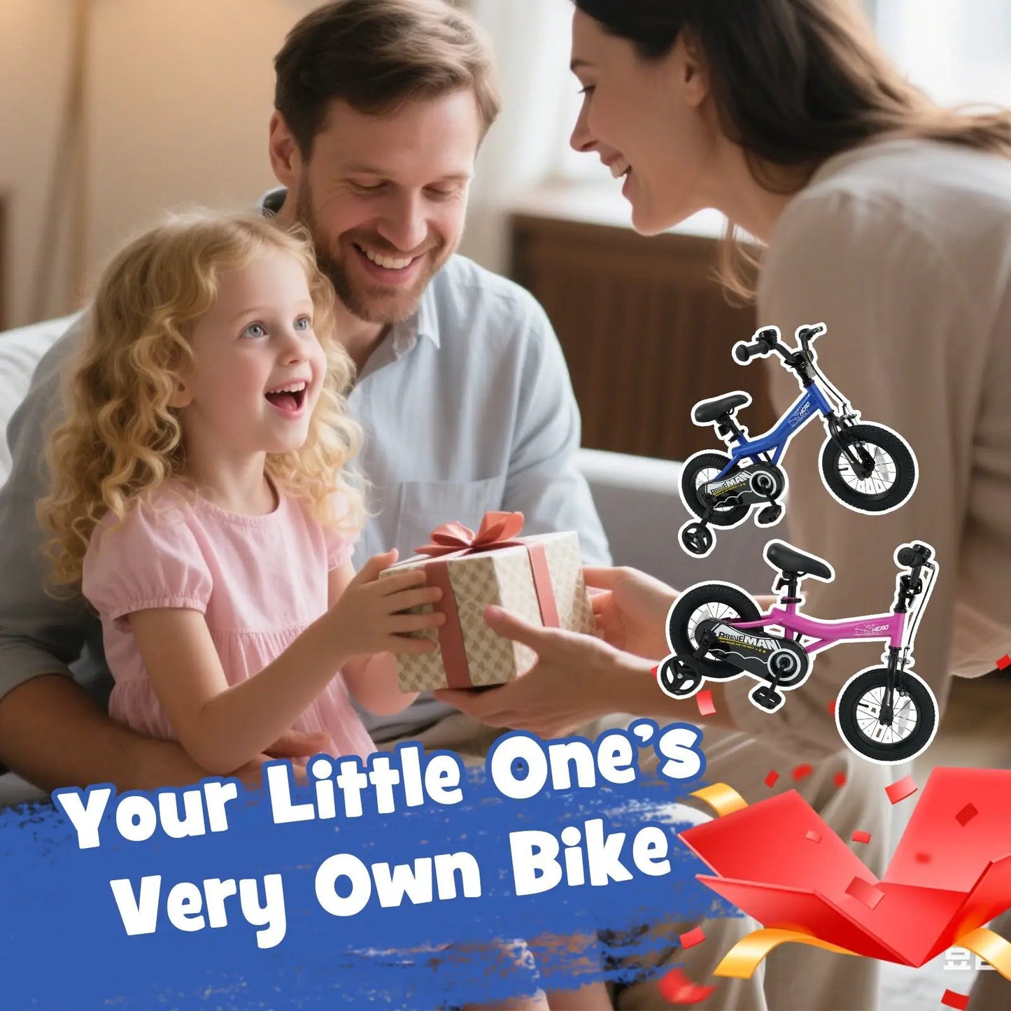 Kids 14-Inch Bike With Training Wheels Navy