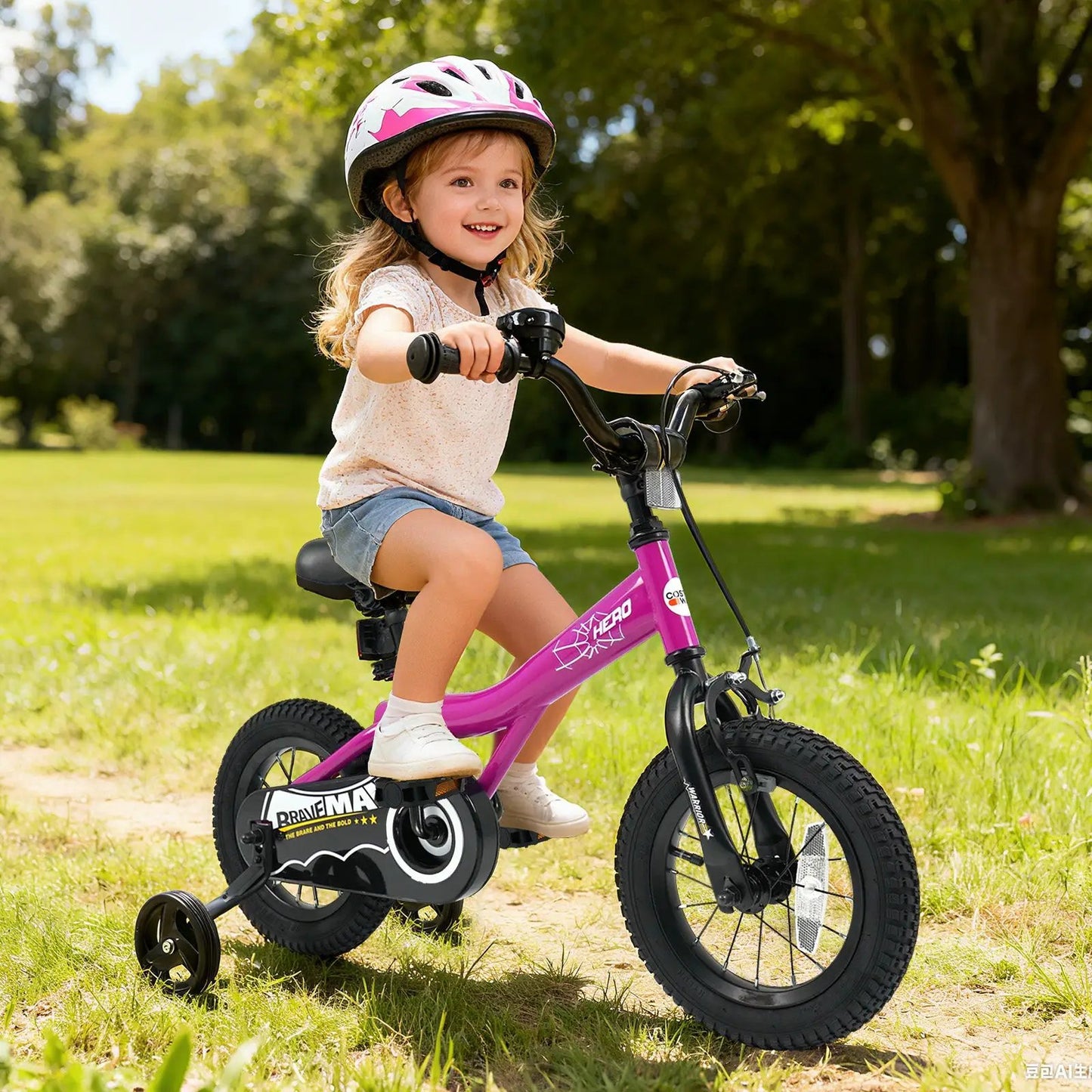 Kids Bike 14-Inch with Training Wheels Pink