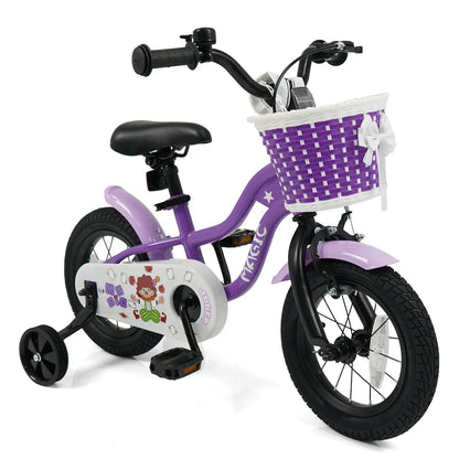 Kids Bike With Training Wheels 12 To 18 Purple