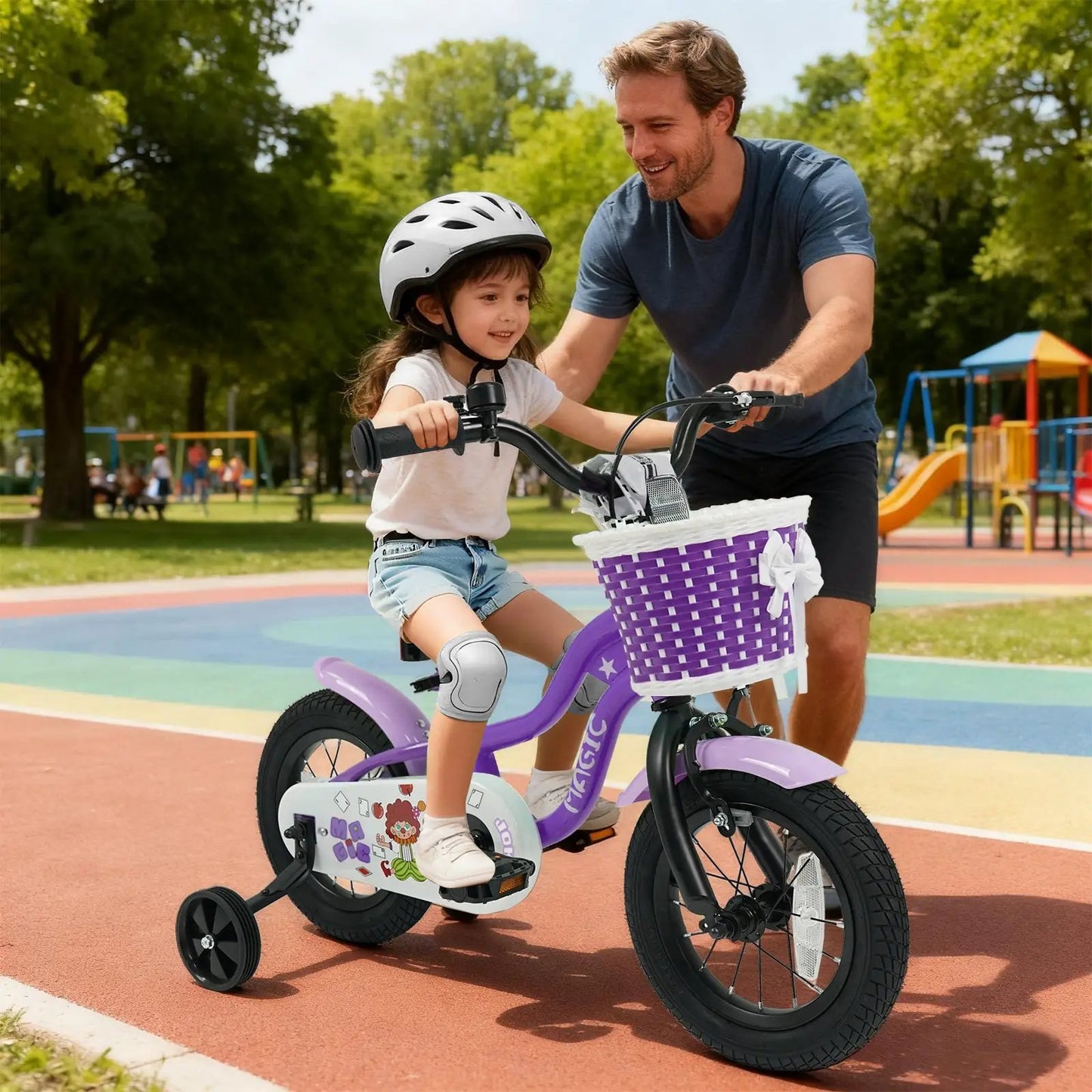 Kids Bike With Training Wheels 12 To 18 Purple