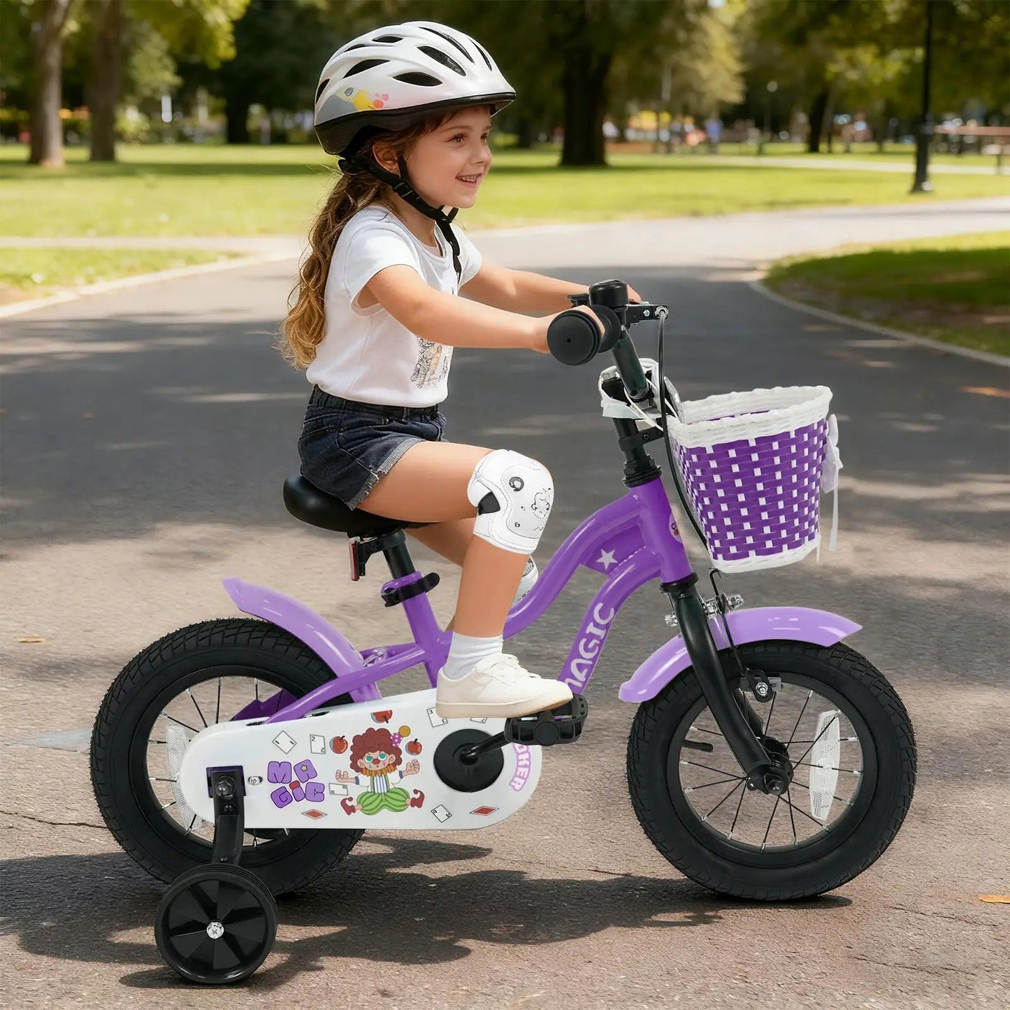 Kids Bike With Training Wheels 12 To 18 Purple