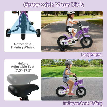 Kids Bike With Training Wheels 12 To 18 Purple