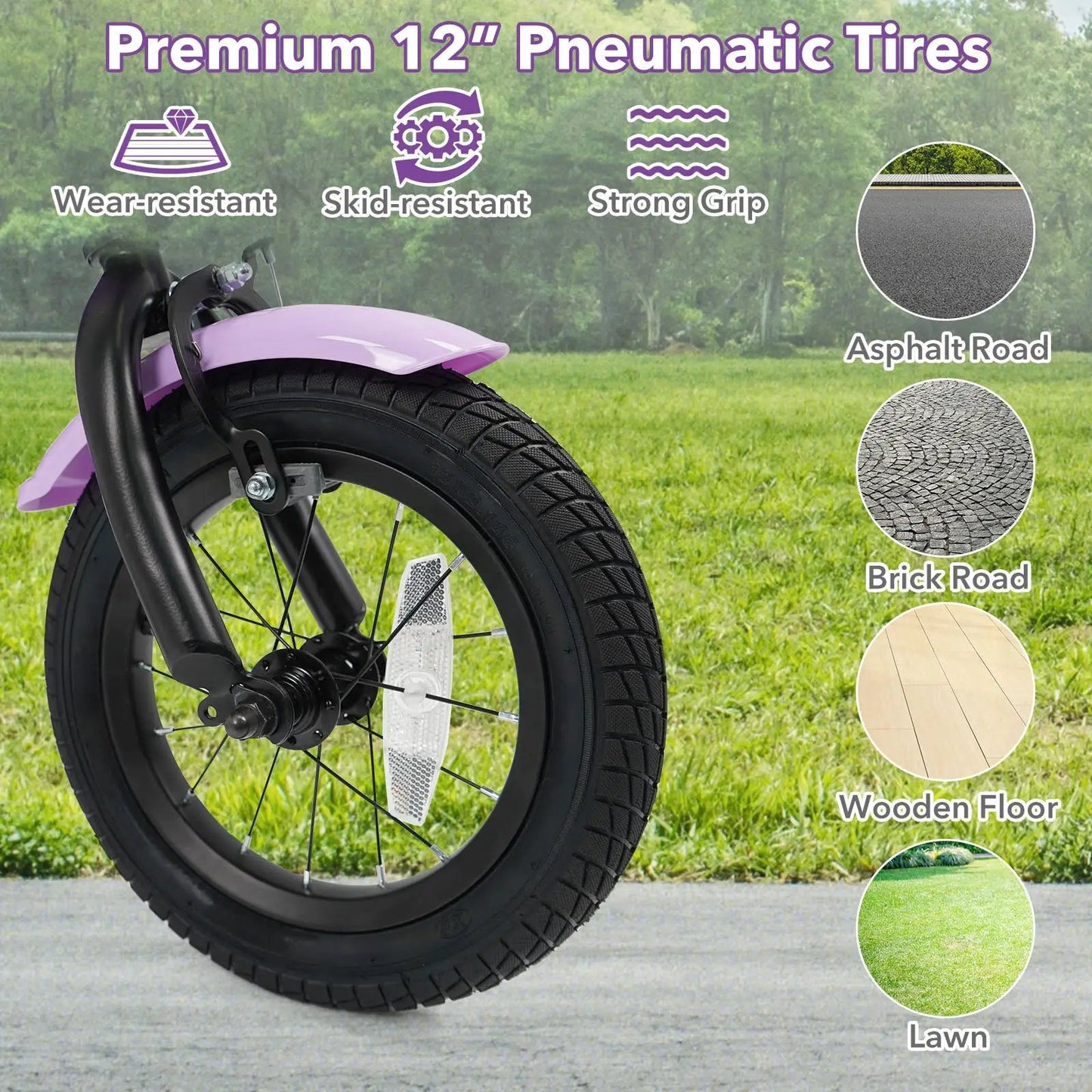Kids Bike With Training Wheels 12 To 18 Purple