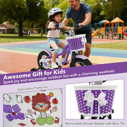 Kids Bike With Training Wheels 12 To 18 Purple