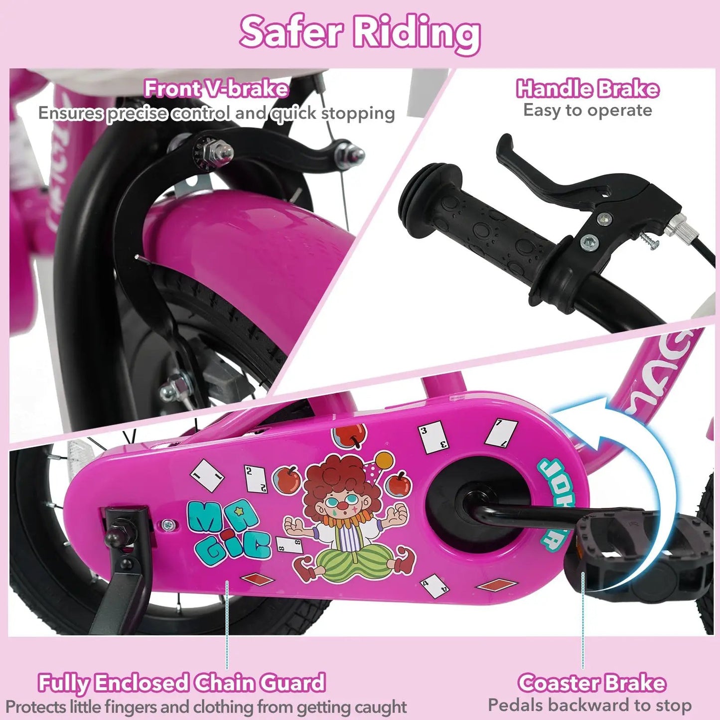 Kids Bike With Training Wheels 12 to 18 Inch Rose