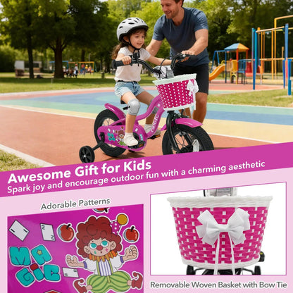Kids Bike With Training Wheels 12 to 18 Inch Rose