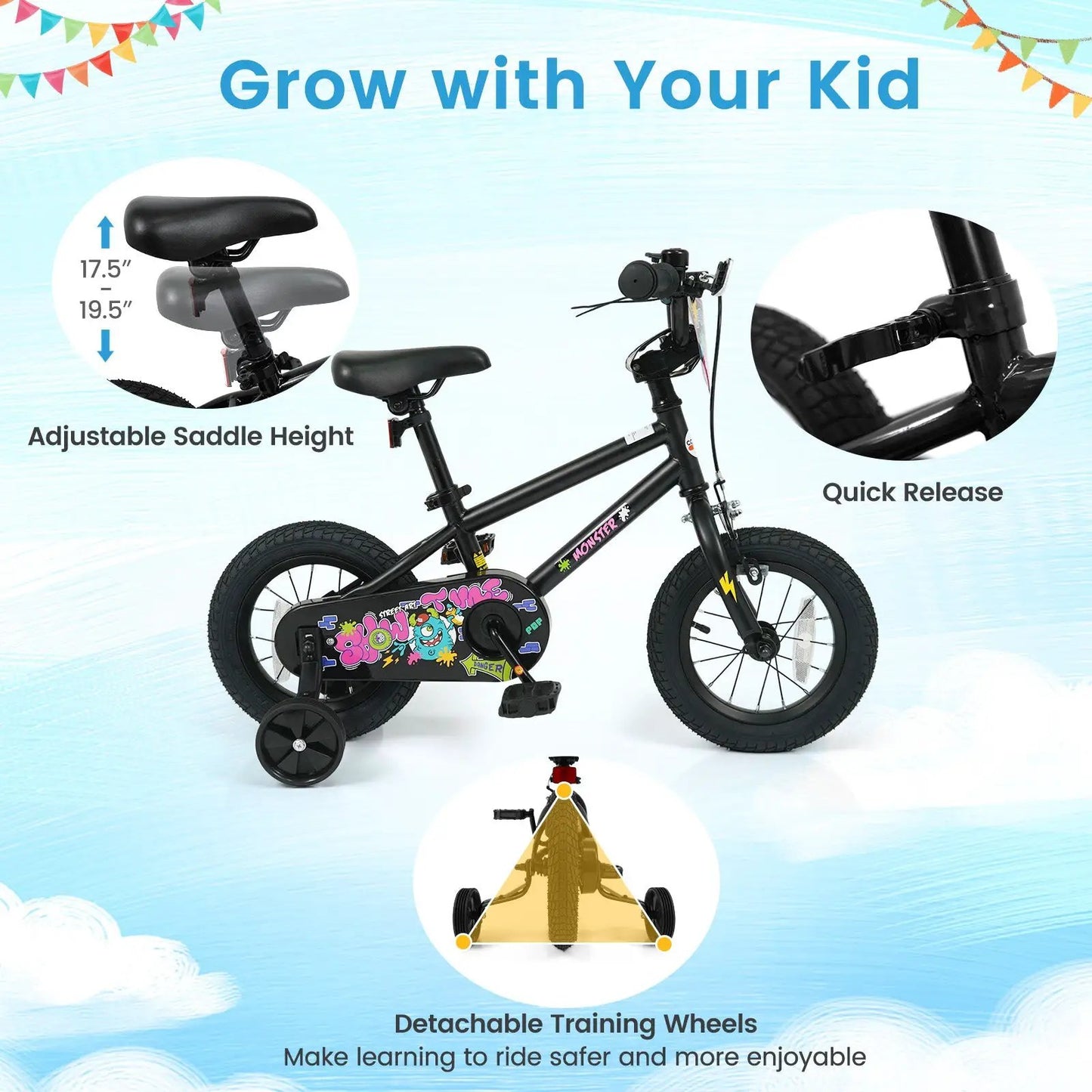 18-Inch Kids Bike With Training Wheels 4-8