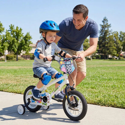 Kids Bike with Training Wheels 12 to 18 White