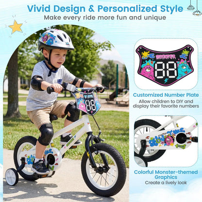 Kids Bike with Training Wheels 12 to 18 White