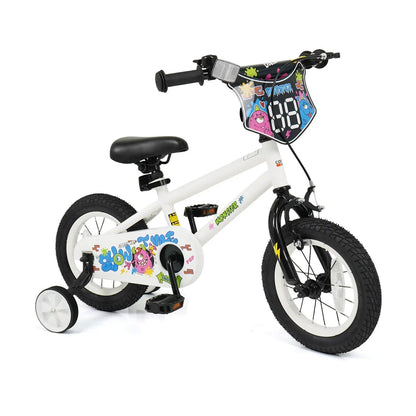Kids Bike with Training Wheels 12 to 18 White
