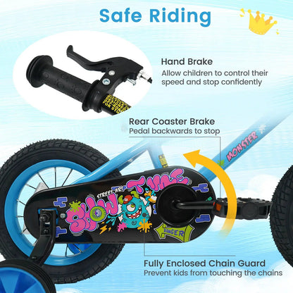 Kids Bike Sixteen Inch Training Wheels For Ages 4