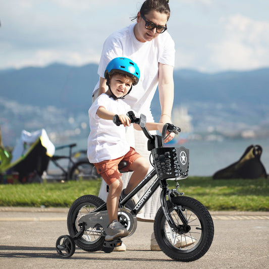 14 Inch Kids Bike with Basket and Training Wheels for Children Aged 4-5 Years Old - Tampa Home & Garden Store