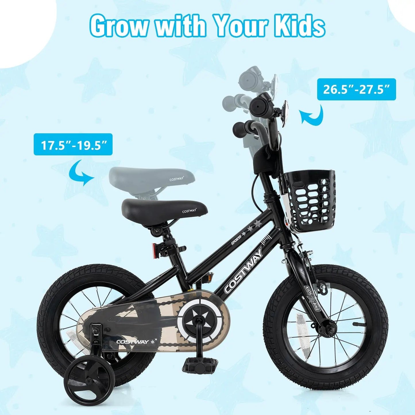 Kids Bike 12 Inch With Training Wheels Basket