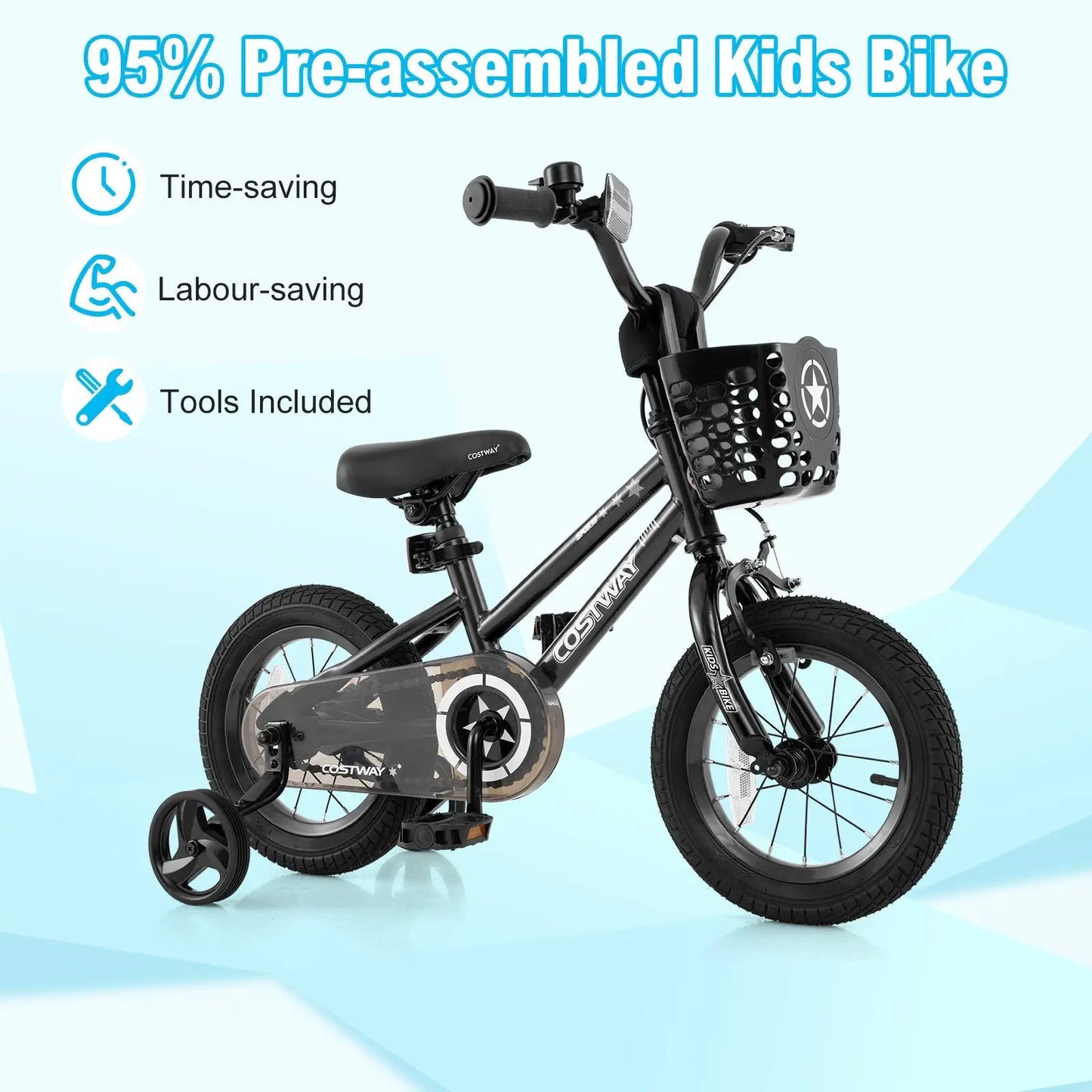 Kids Bike 12 Inch With Training Wheels Basket