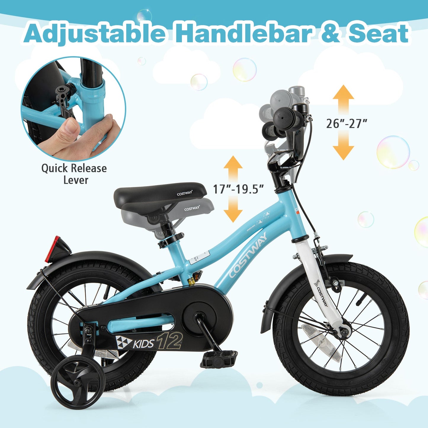 12-Inch Kids Bike for 3-4 Years Old Children Bicycle with Training Wheels