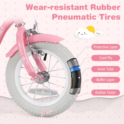 12 Inch Kids Bike with Training Wheels and Basket for Boys Girls 3-4 Years Old