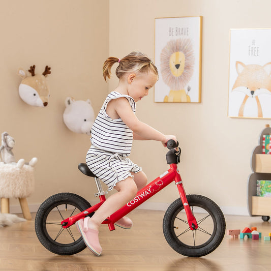 12 Inch Toddler Balance Bike with Height Adjustable Handlebar and Seat