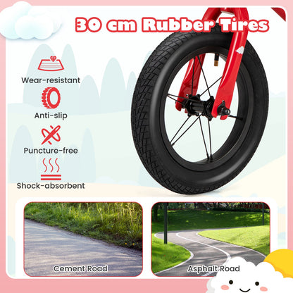 12 Inch Toddler Balance Bike with Height Adjustable Handlebar and Seat