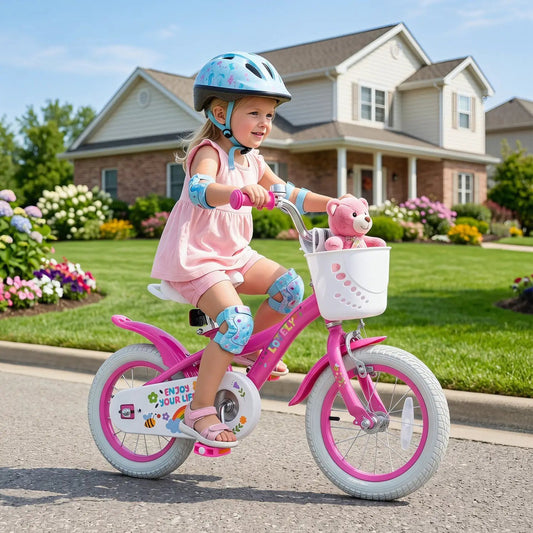 Girls Bike 12-18 Inch pink frame with training wheels and white basket DirectDeals on Tampa Home & Garden Store