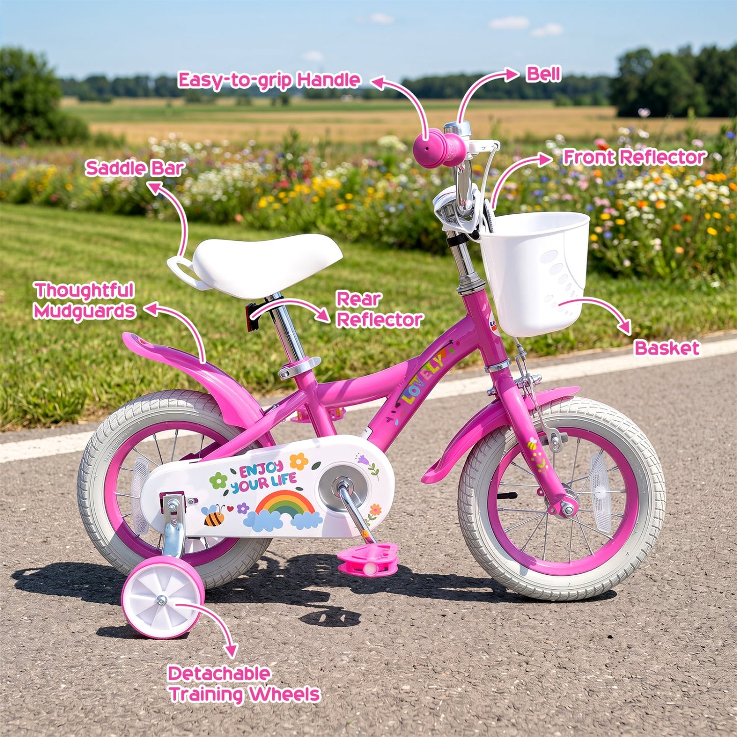 Girls Bike 12 to 18 Inch with Training Wheels