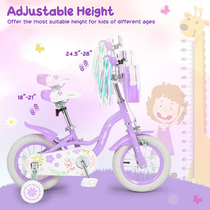 12-Inch Girls Bike with Training Wheels for Ages 3-4