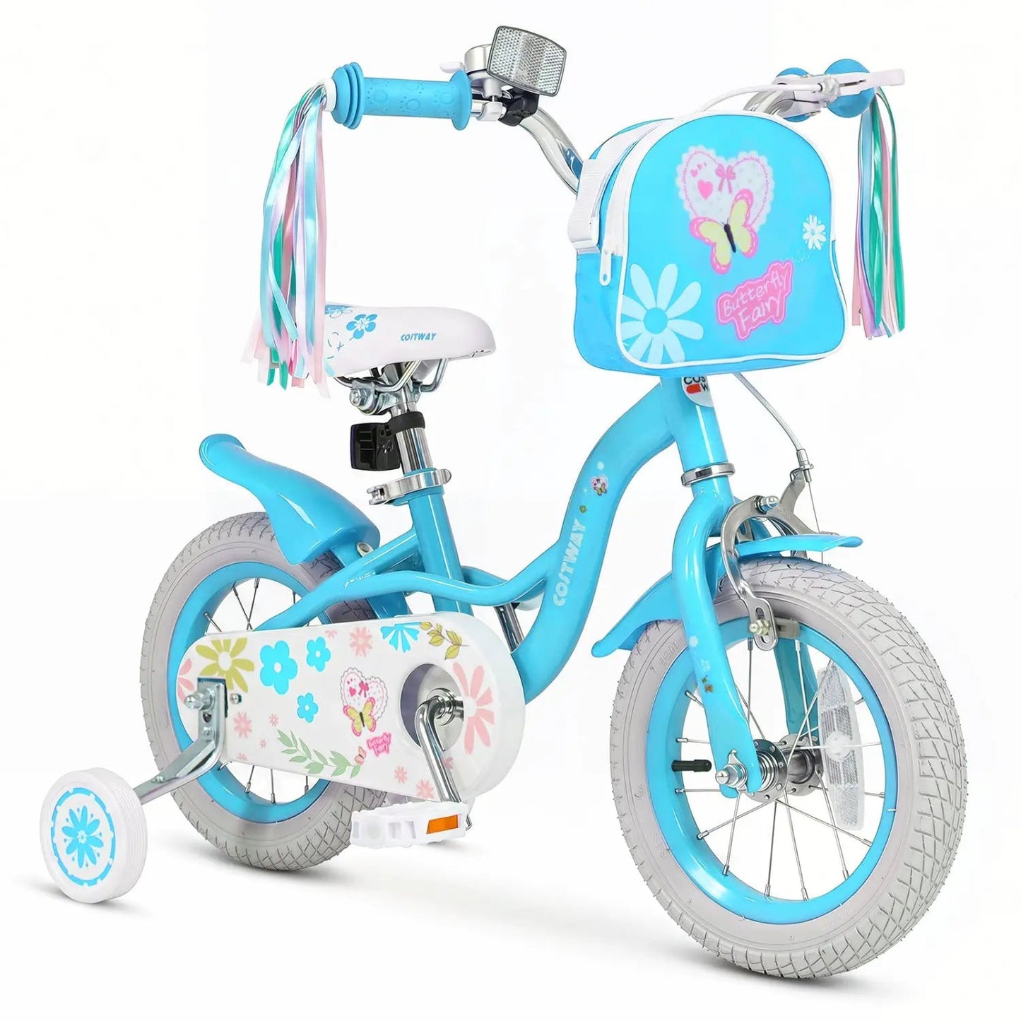 Girls Bike 12-18 With Training Wheels Front Bag