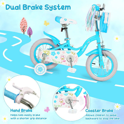 Girls Bike 12-18 With Training Wheels Front Bag