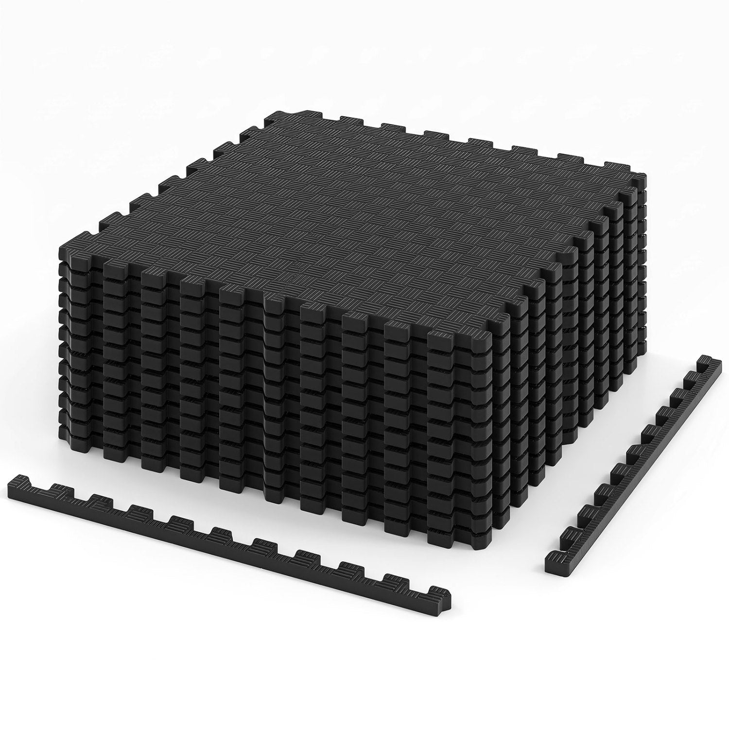 Puzzle Exercise Mat 12-Piece EVA Foam Interlocking Tiles DirectDeals black mats on Tampa Home & Garden Store