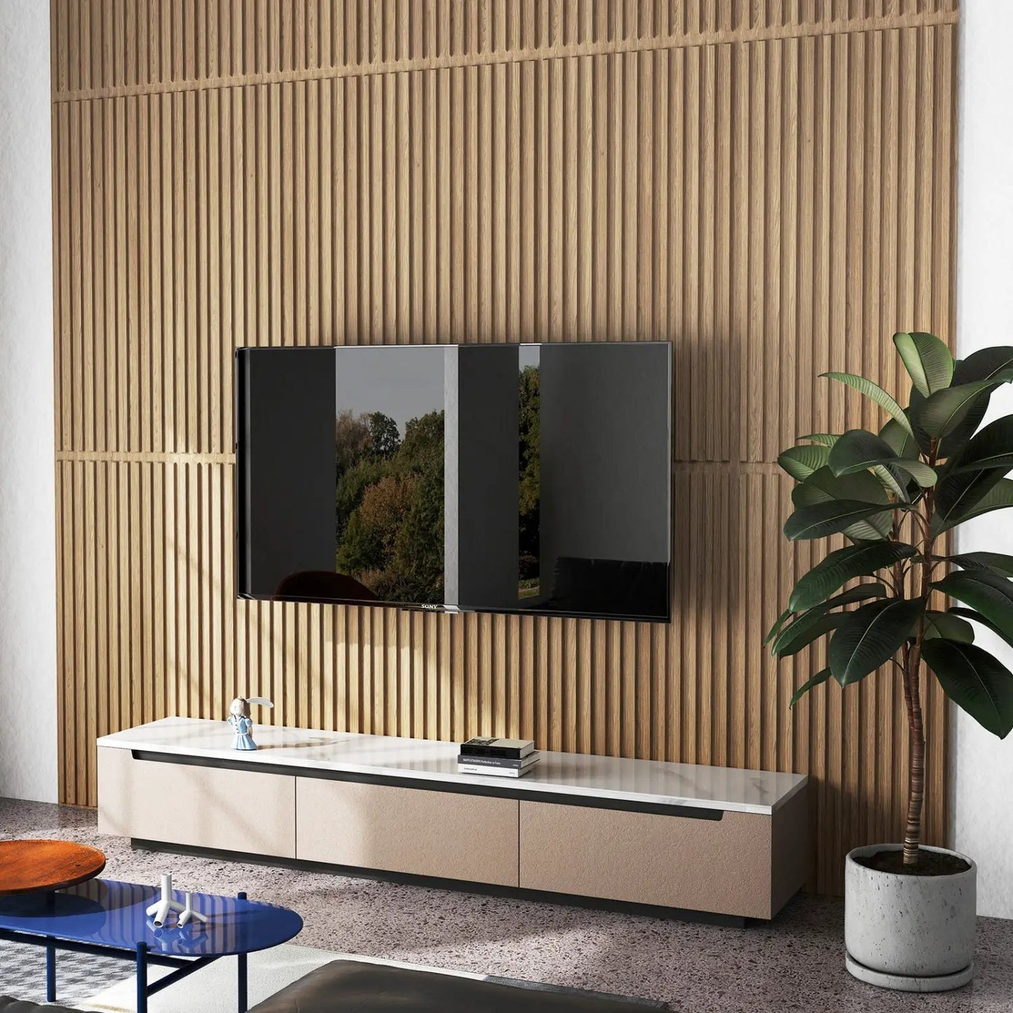 12-Pack PVC Slat Wall Panels for TV Background